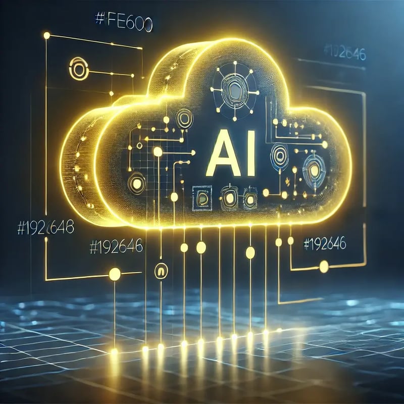DALL·E 2025-03-20 10.40.23 - A modern, minimalist, futuristic digital graphic illustrating cloud-based AI solutions. The design follows a structured and sleek technological style,